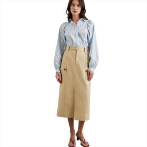 NWT Rails Cyrus Khaki Belted Midi Skirt 6